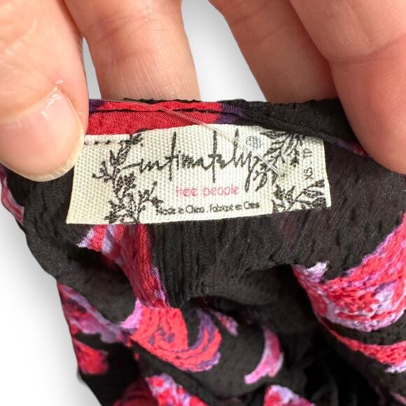 NWT Intimately Free People Black Pink Symphony Bell Sleeve Mini Dress Womens XS - Picture 9 of 11